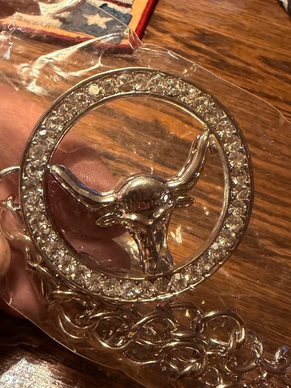 Silver Rhinestone Longhorn Belt Accent - Women Accessories